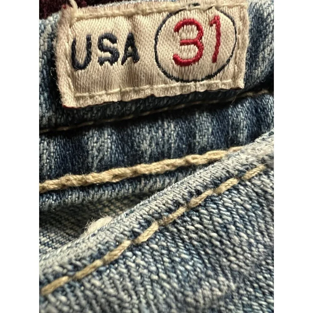 Vintage Y2K Mek Denim cut-off denim long shorts sz 31 stitching distressed